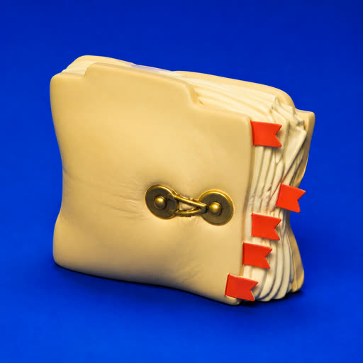 A squishy manila contract folder toy with red warning flags